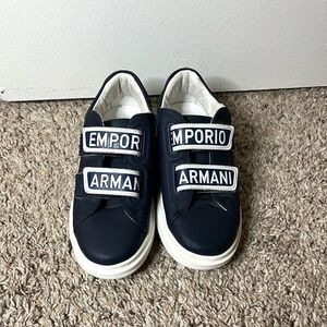Emporio Armani navy blue toddler boy velcro sneakers